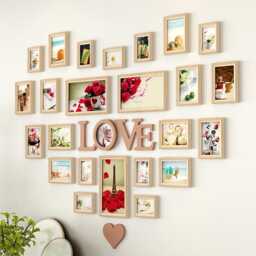 24 Pieces Pine Wood Picture Frame Set Brown Original Wall Photo Frames Combination - thumbnail 3