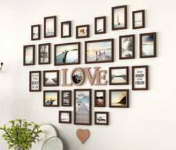 24 Pieces Pine Wood Picture Frame Set Brown Original Wall Photo Frames Combination - thumbnail 1
