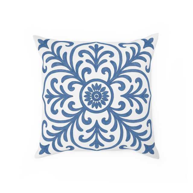 Cushion, Delft Blue Pillow, Floral Boho Chic, Coastal Decor, Cozy Home, & White Beach House Home Accent - image 1
