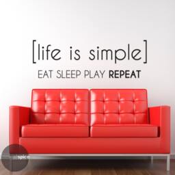 Life Is Simple Eat Sleep Play Repeat Vinyl Wall Decal Sticker - thumbnail 3
