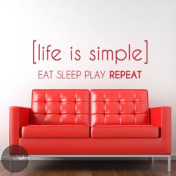 Life Is Simple Eat Sleep Play Repeat Vinyl Wall Decal Sticker - thumbnail 1
