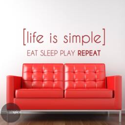 Life Is Simple Eat Sleep Play Repeat Vinyl Wall Decal Sticker - thumbnail 2