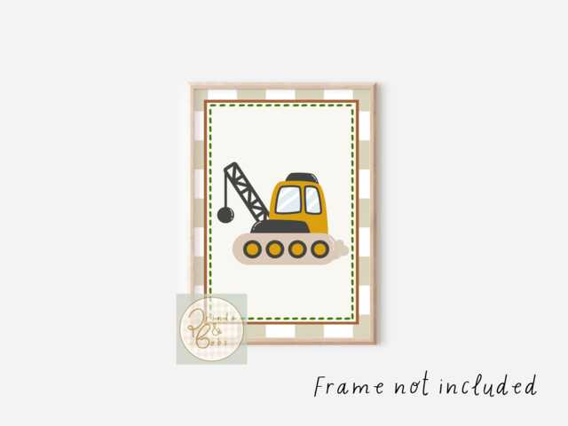 Digger Children's Print, Perfect For A Playroom, Nursery Or Bedroom - Print Only, Unframed