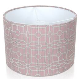 Geometric Peony Lampshade, Pink Regent Drum, Handmade Light Shade - thumbnail 2