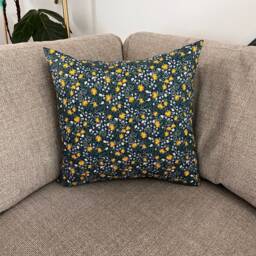 Rifle Paper Co Daisy Fields Metallic in Navy Fabric Pillow Cover - thumbnail 1