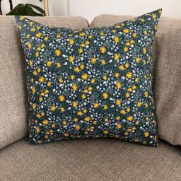 Rifle Paper Co Daisy Fields Metallic in Navy Fabric Pillow Cover - thumbnail 2
