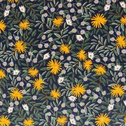 Rifle Paper Co Daisy Fields Metallic in Navy Fabric Pillow Cover - thumbnail 4