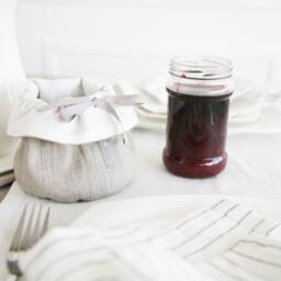 Natural Stonewashed Linen Jar Cover - Handmade Or Glass From Double Sided Bag With Drawstrings For Small Items - thumbnail 2