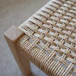 Oak Danish Cord Footstool Handwoven Footrest, Seat - thumbnail 3