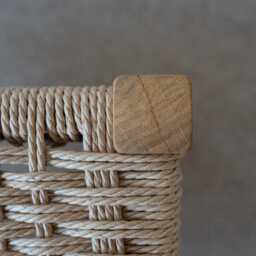 Oak Danish Cord Footstool Handwoven Footrest, Seat - thumbnail 2