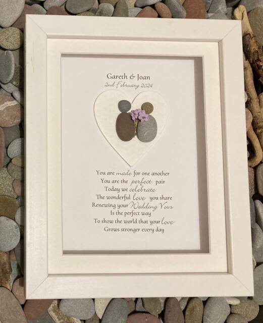 Personalized Pebble Art Renewal Of Vows Gift - image 1