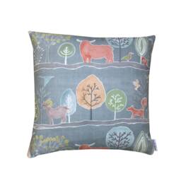 Woodland Animals Linen Throw Pillow Cover Stag, Fox, Highland Cattle - thumbnail 2