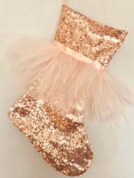 Blush Rose Gold Tutu Christmas Stocking- Glitz Sequins Stocking - Unique Holiday