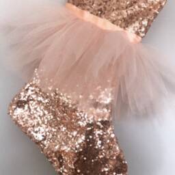 Blush Rose Gold Tutu Christmas Stocking- Glitz Sequins Stocking - Unique Holiday - thumbnail 3