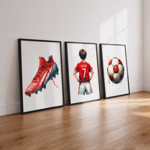 Personalised Boys Football Art Print - Custom Bedroom Decor, Kids Wall Poster - image 1