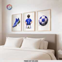 Personalised Boys Football Art Print - Custom Bedroom Decor, Kids Wall Poster - thumbnail 3