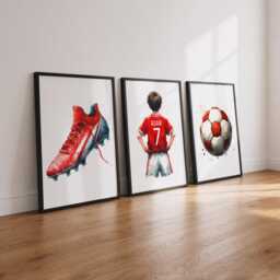 Personalised Boys Football Art Print - Custom Bedroom Decor, Kids Wall Poster - thumbnail 1