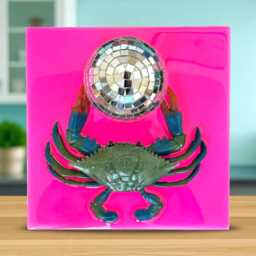 Crab Disco Ball 3D Resin Wall Art/Art/ Mirror Ball Disco Ball/ Sculpture Lobster Crab Dopamine Decor/ Kitschy - thumbnail 3