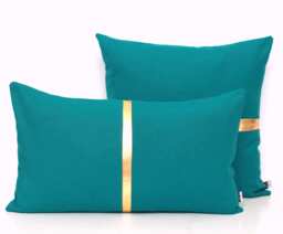 Dark Teal & Gold Colorblock Throw Pillow Cover - Customizable Stripe Color, Every Size Available - thumbnail 1