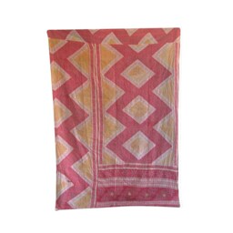 Handmade Vintage Kantha Quilt Reversible Indian Cotton Throw Blanket - thumbnail 4