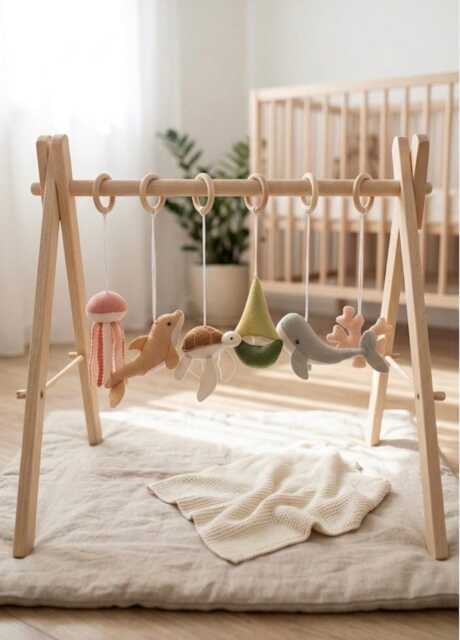 Ocean Baby Play Gym Toys, Felt Whale, Dolphin, Turtle, Jellyfish, Boat, Coral - image 1