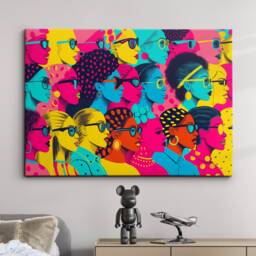 People Contemporary Abstract Oil Painting Strokes Style Wall Art Framed Canvas Poster Print Home Kitchen Living Room Decor Gift