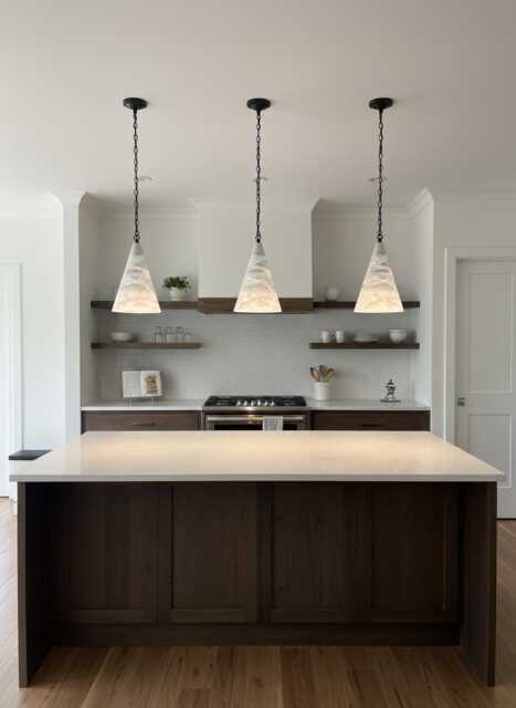 Single Alabaster Cone Pendant Light 30cm/12Inch - image 1