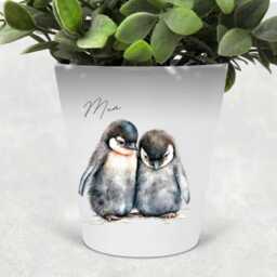Personalised Watercolour Penguin Plant Pot - Pen/Makeup Brushes Holder, Perfect Gift For Friend Lovers Anniversary - thumbnail 2