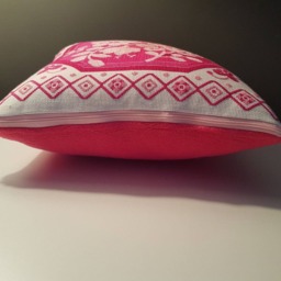 Pink Roses, Cross-stitched Decorative Pillow, Handmade - thumbnail 4