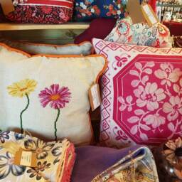 Pink Roses, Cross-stitched Decorative Pillow, Handmade - thumbnail 3