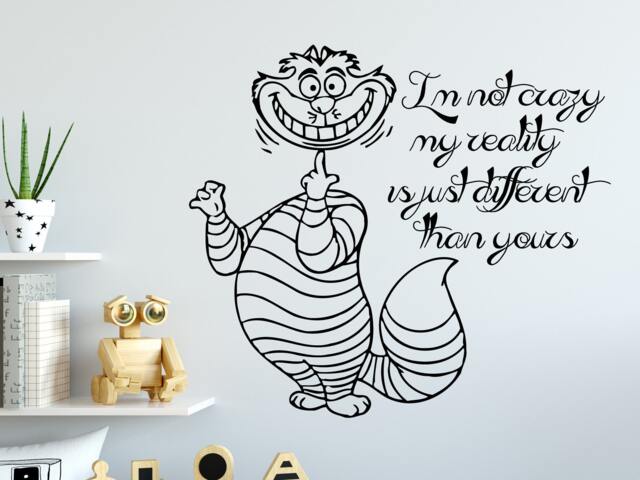Wall Decals Quote I'm Not Crazy Decal Alice in Wonderland Cheshire Cat Vinyl Sticker Bedroom Nursery Baby Room Home Decor Art Mural Ms522 - image 1