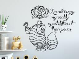 Wall Decals Quote I'm Not Crazy Decal Alice in Wonderland Cheshire Cat Vinyl Sticker Bedroom Nursery Baby Room Home Decor Art Mural Ms522 - thumbnail 1