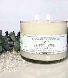 15 Oz Natural Soy Candle Sweet Pea Scented - Double Wick Eco - Friendly Flower Gifts Under 25