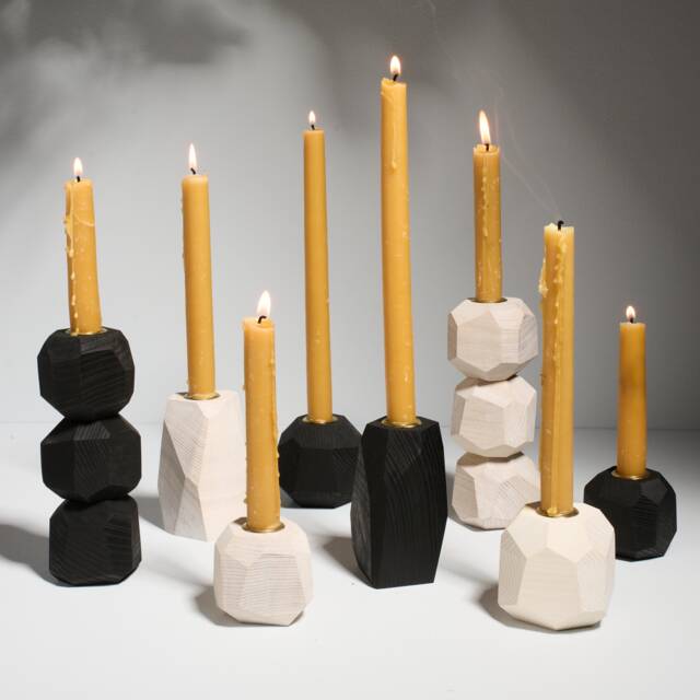 Black Geometric Tapered Candlestick Holder - image 1