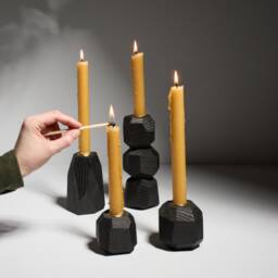 Black Geometric Tapered Candlestick Holder - thumbnail 2