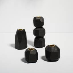 Black Geometric Tapered Candlestick Holder - thumbnail 3