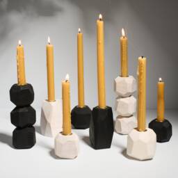 Black Geometric Tapered Candlestick Holder - thumbnail 1
