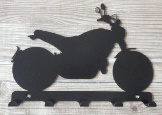Ducati-style Motorbike Silhouette Key Hook Rack - Automotive Vehicle Metal Wall Art - image 1