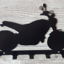 Ducati-style Motorbike Silhouette Key Hook Rack - Automotive Vehicle Metal Wall Art - thumbnail 3