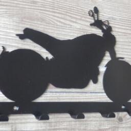 Ducati-style Motorbike Silhouette Key Hook Rack - Automotive Vehicle Metal Wall Art - thumbnail 2