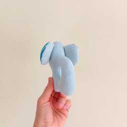 Organic Cotton Elephant Rattle, Soft Blue Baby Toy - thumbnail 3