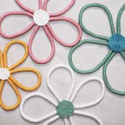 Macrame Flower Wall Decor Boho Nursery Hanging, Wicker Wall, Art, Kids - thumbnail 3