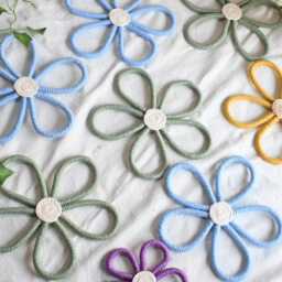 Macrame Flower Wall Decor Boho Nursery Hanging, Wicker Wall, Art, Kids - thumbnail 2