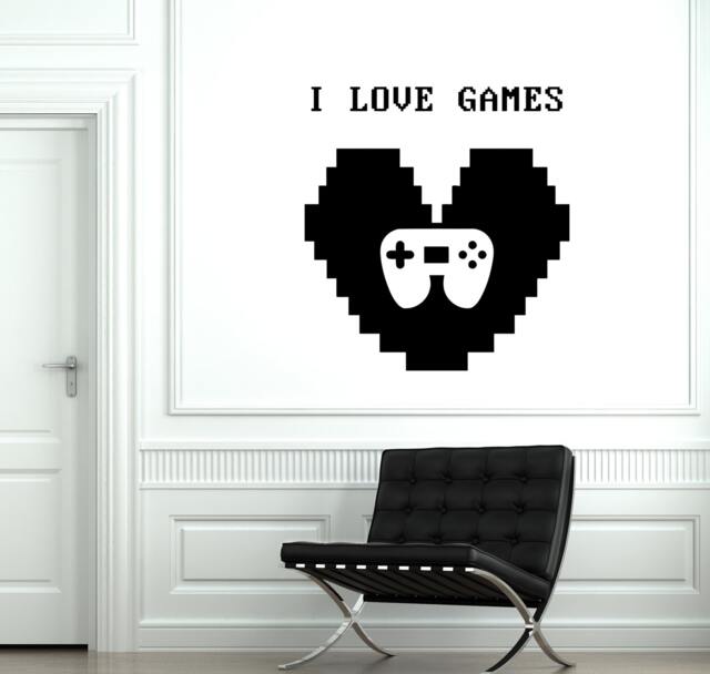 Wall Decal Gaming I Love Games Quote Sign Vinyl Sticker 1805Dz - image 1