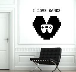 Wall Decal Gaming I Love Games Quote Sign Vinyl Sticker 1805Dz - thumbnail 1