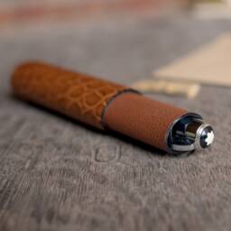 Fountain Pen Case Leather, Single Crocodile Leather Holder, Pen Sleeve Pouch Unisex, Appreciation Gift For Teacher - thumbnail 3
