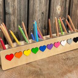 Personalized Heart Pencil Cup - Wooden Box With Name Back To School Gift For Kids Hearts - thumbnail 2