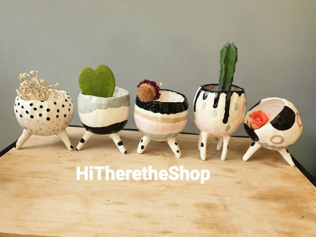 Princess From The Moon Collection Ceramics Handmade Plant Pot, Succulent Cactus Indoor Outdoor Planter. Garden D??cor Home D??cor. Gift - image 1