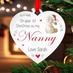 Nanny 1st Christmas Gift, Bauble, Nanna Nan Granny Grandad Hanging Decoration, First With Red Bag - thumbnail 1