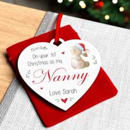 Nanny 1st Christmas Gift, Bauble, Nanna Nan Granny Grandad Hanging Decoration, First With Red Bag - thumbnail 2